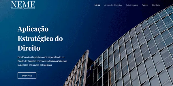 Página inicial do site Neme Advocacia
