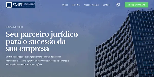Página inicial do site SMPP Advogados